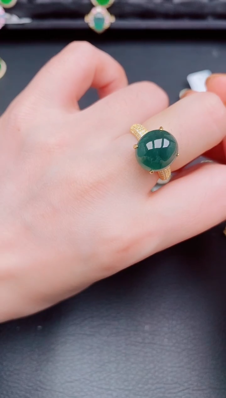 【闪购商品】翡翠戒指银S925镶嵌天然a货翡翠306