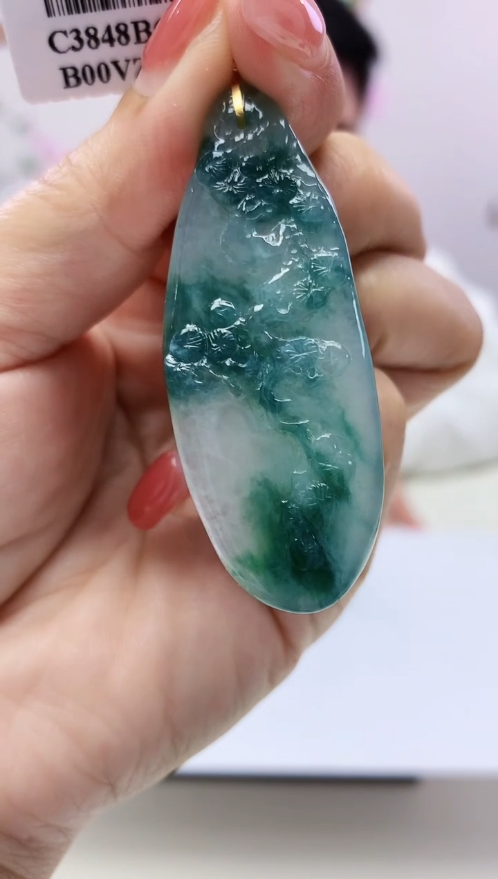 定制翡翠未镶嵌888xm-毛货松树56赠金扣