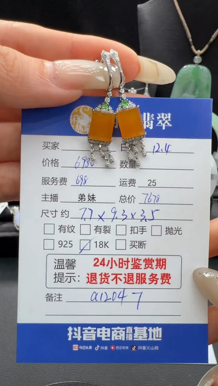 18K金镶嵌翡翠耳饰翡翠耳饰