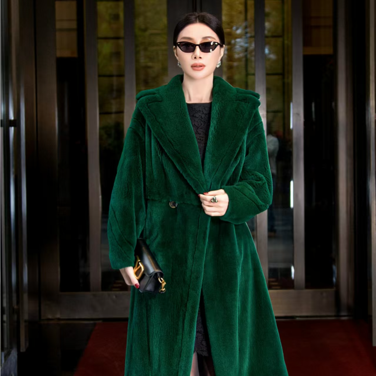 EDFNOT/杨红霞汝意BD水水希腊黄/绿色大衣21126D-5-110