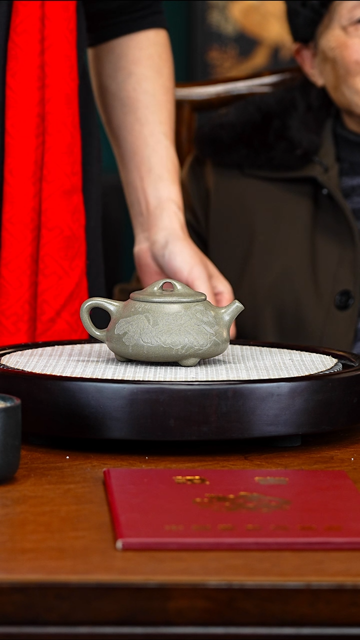 宜兴紫砂 PQZ 鲨皮青 景舟石瓢 260cc 