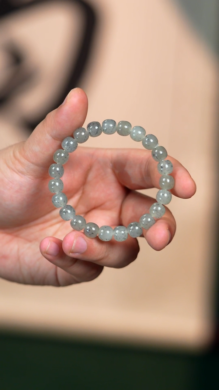 未镶嵌手链和田玉9mm冰青花