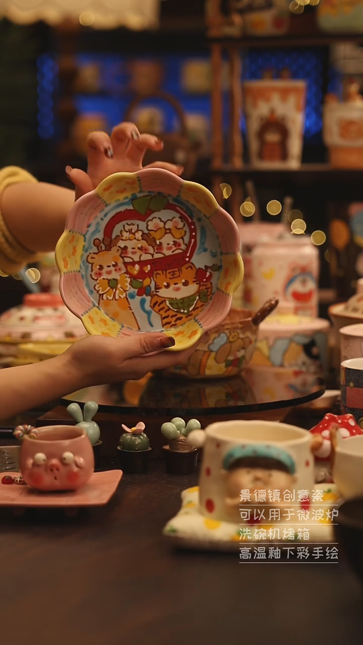 陶瓷景德镇可爱陶瓷釉下彩绘设计师款