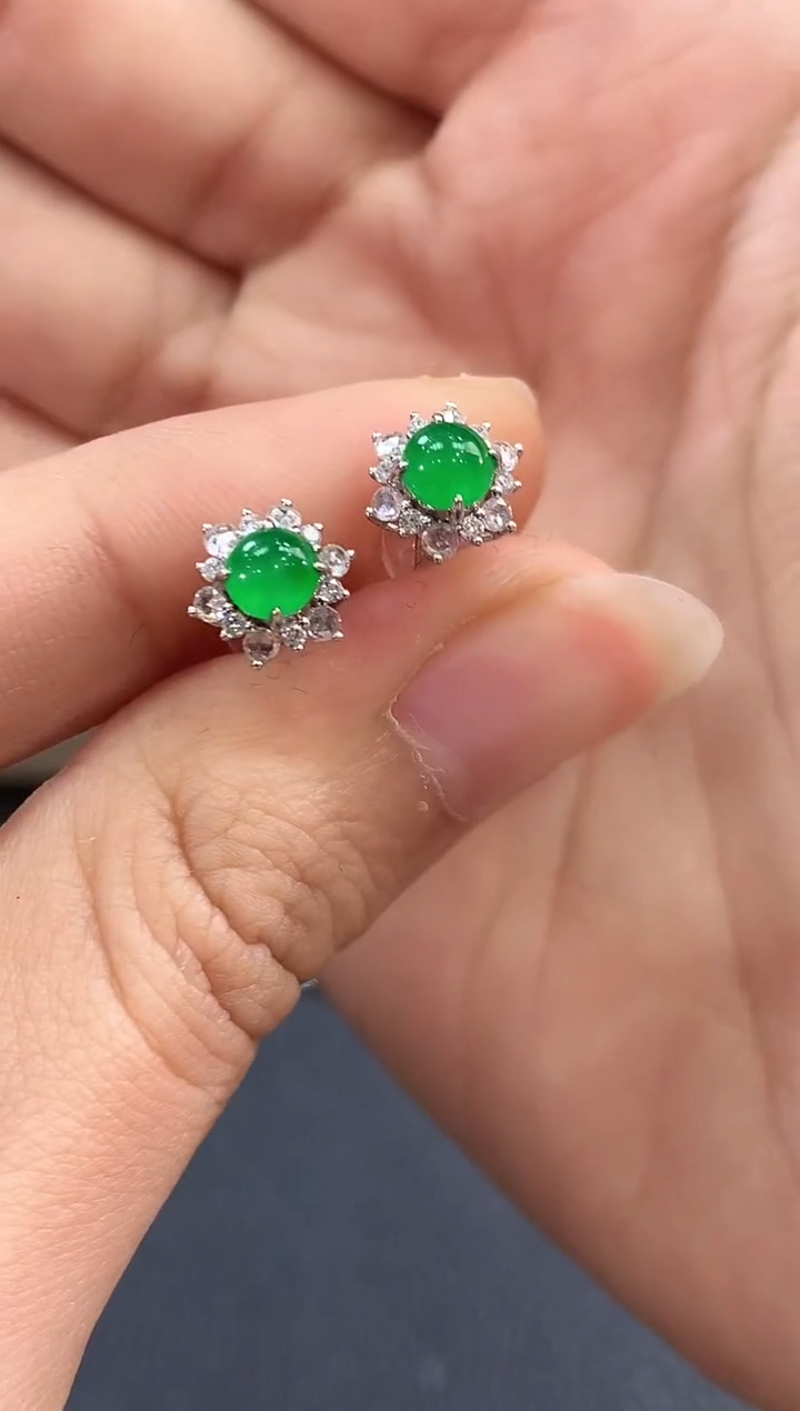 【闪购商品】翡翠耳饰18K金镶嵌B177         