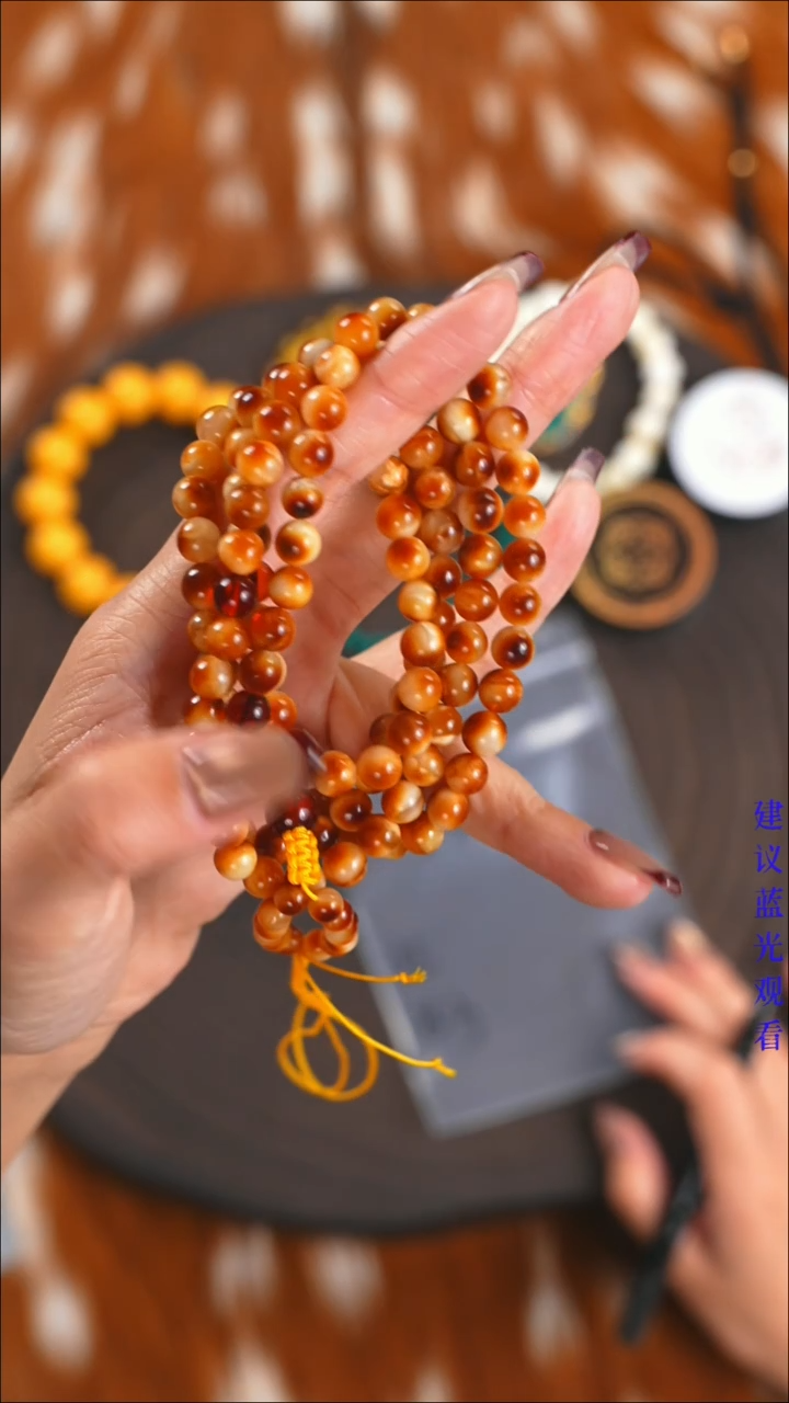 手串蜜蜡未镶嵌文***年格律诗严选珠宝