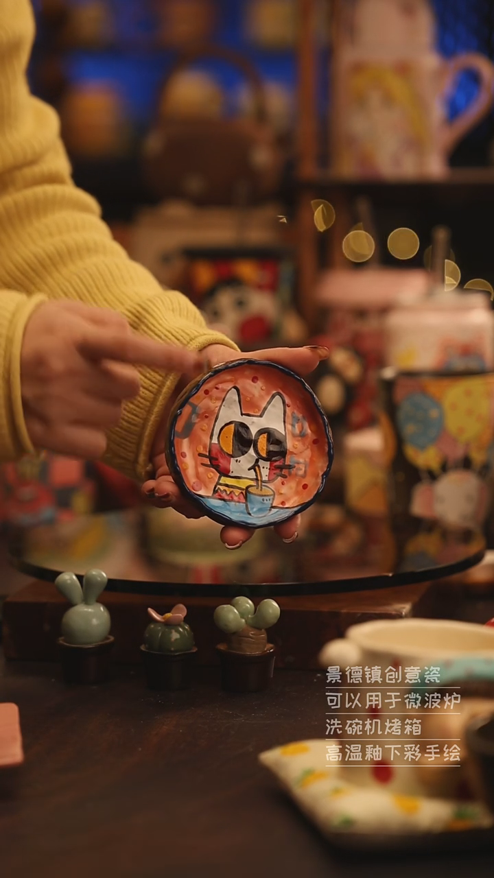 陶瓷景德镇可爱陶瓷釉下彩绘设计师款