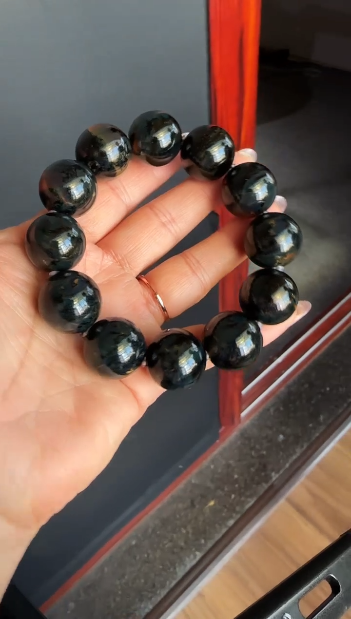 手串琥珀未镶嵌C*Q#41缅甸琥珀星际蓝天翁珀手串20mm