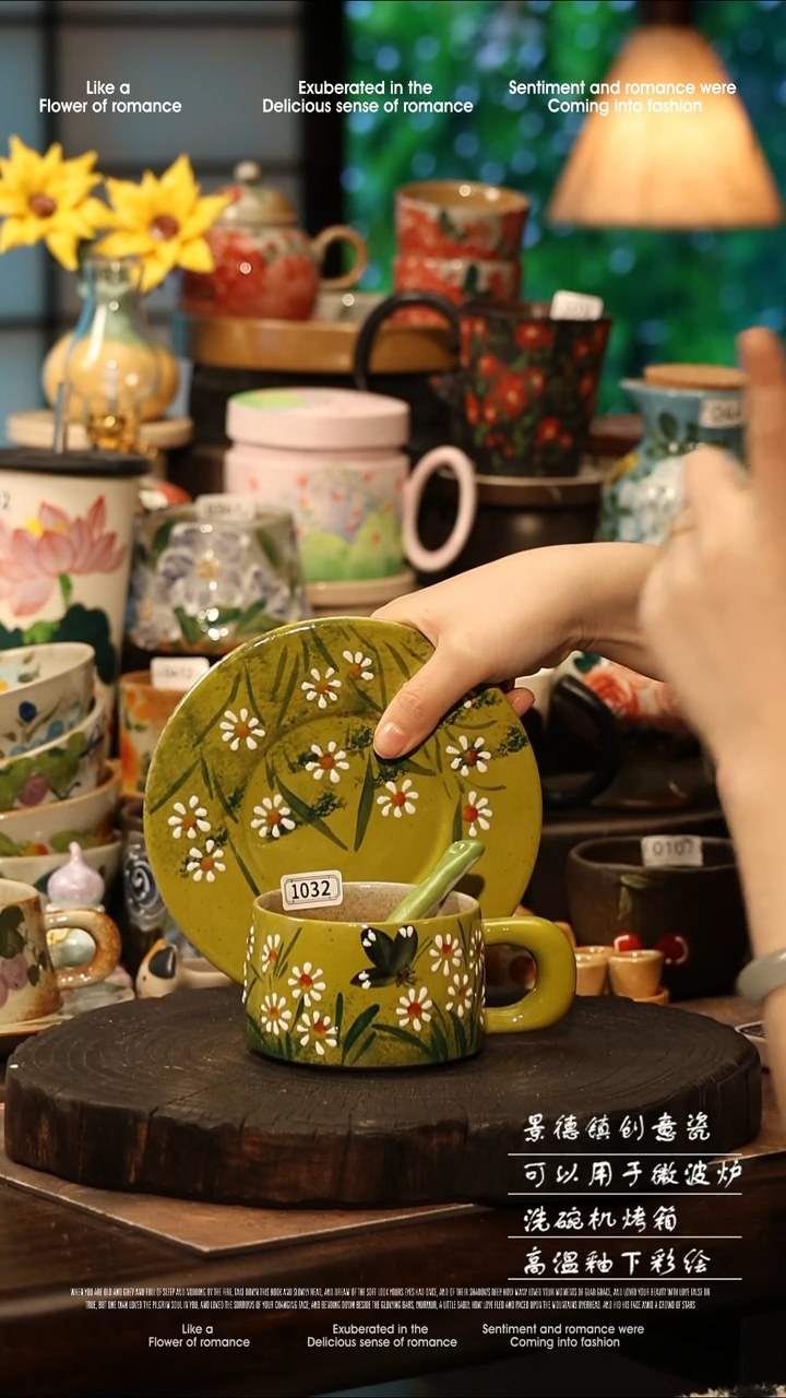 陶瓷景德镇高温釉下彩手工手绘款式@A1032@