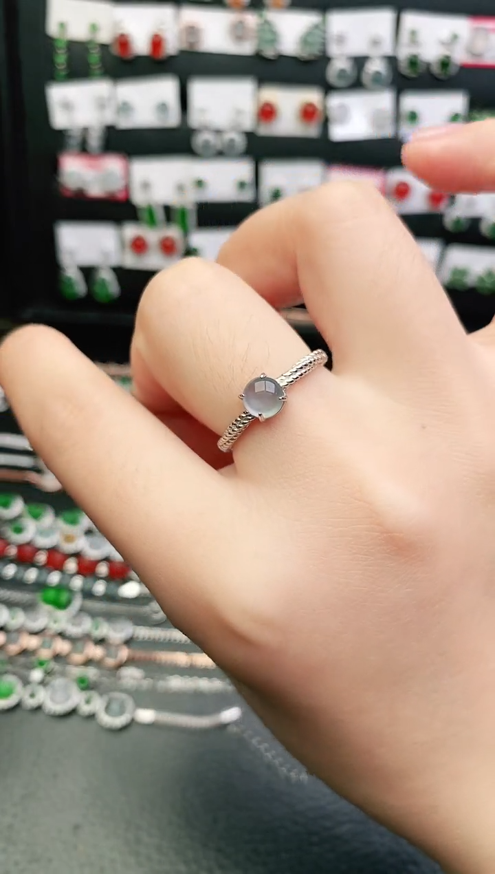 翡翠戒指银S925镶嵌0