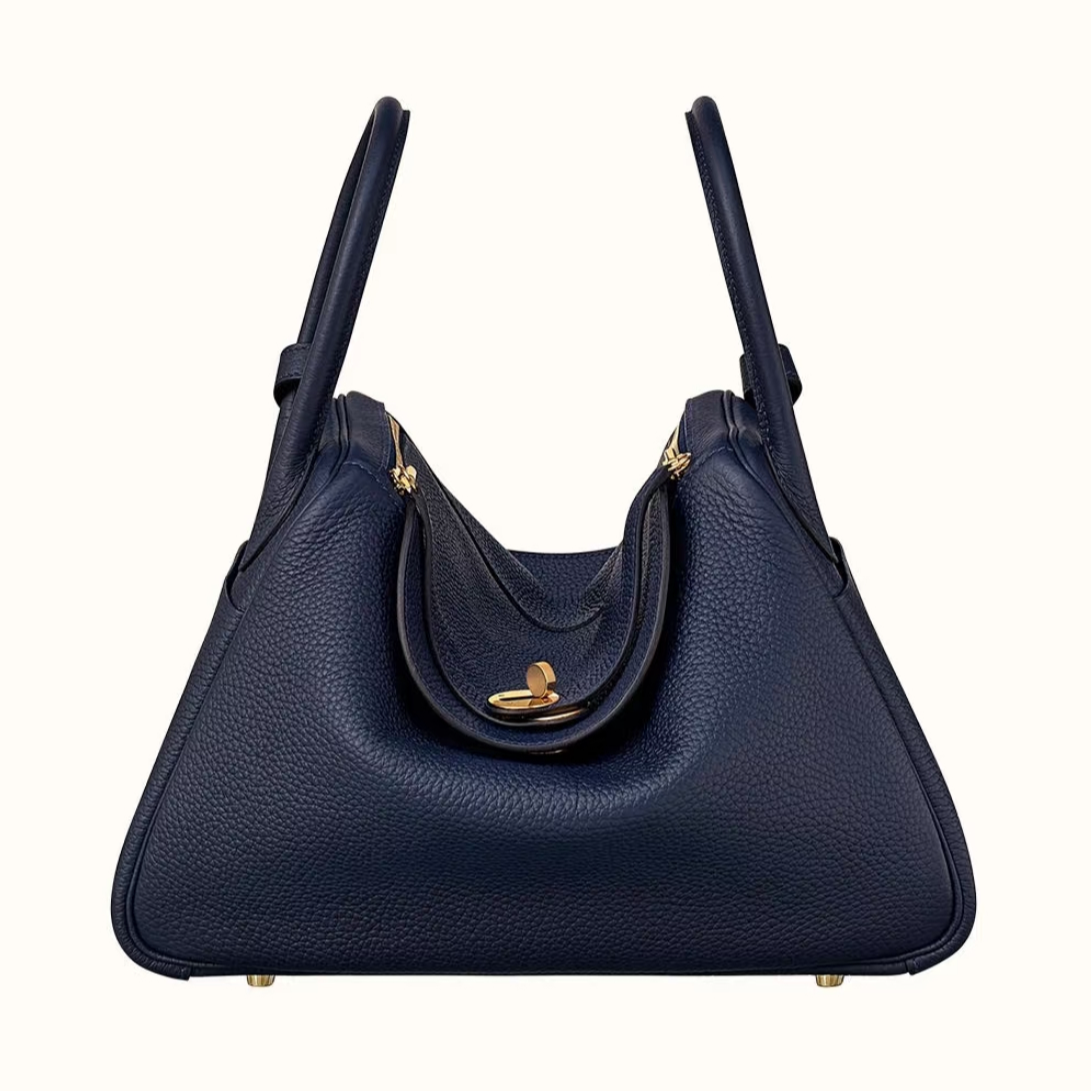 99新 Hermes/爱马仕 小花6珊 Lindy 30 午夜lan 金扣 TC皮 A刻包