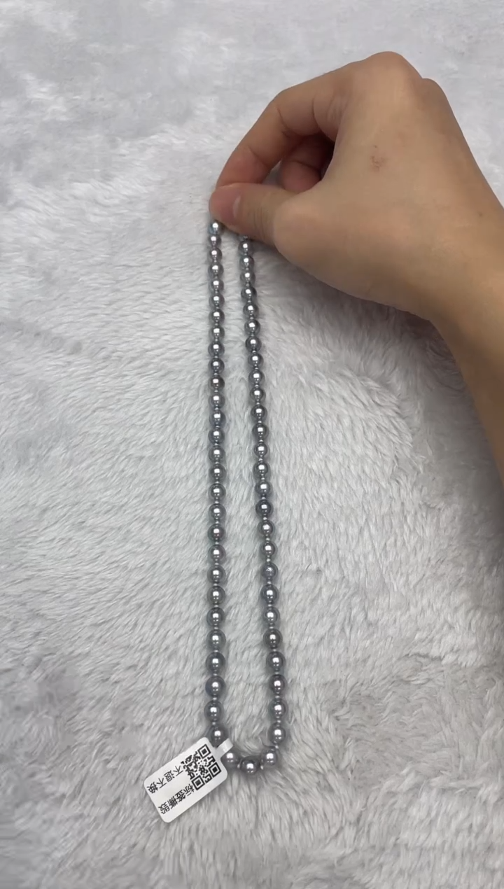项链银S925镶嵌海水珍珠AK真多麻6.5-7mm