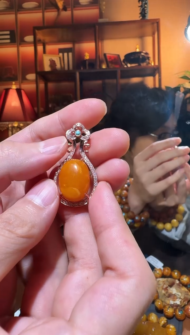 蜜蜡颈饰银S925镶嵌2033天然蜜蜡珠宝奇石