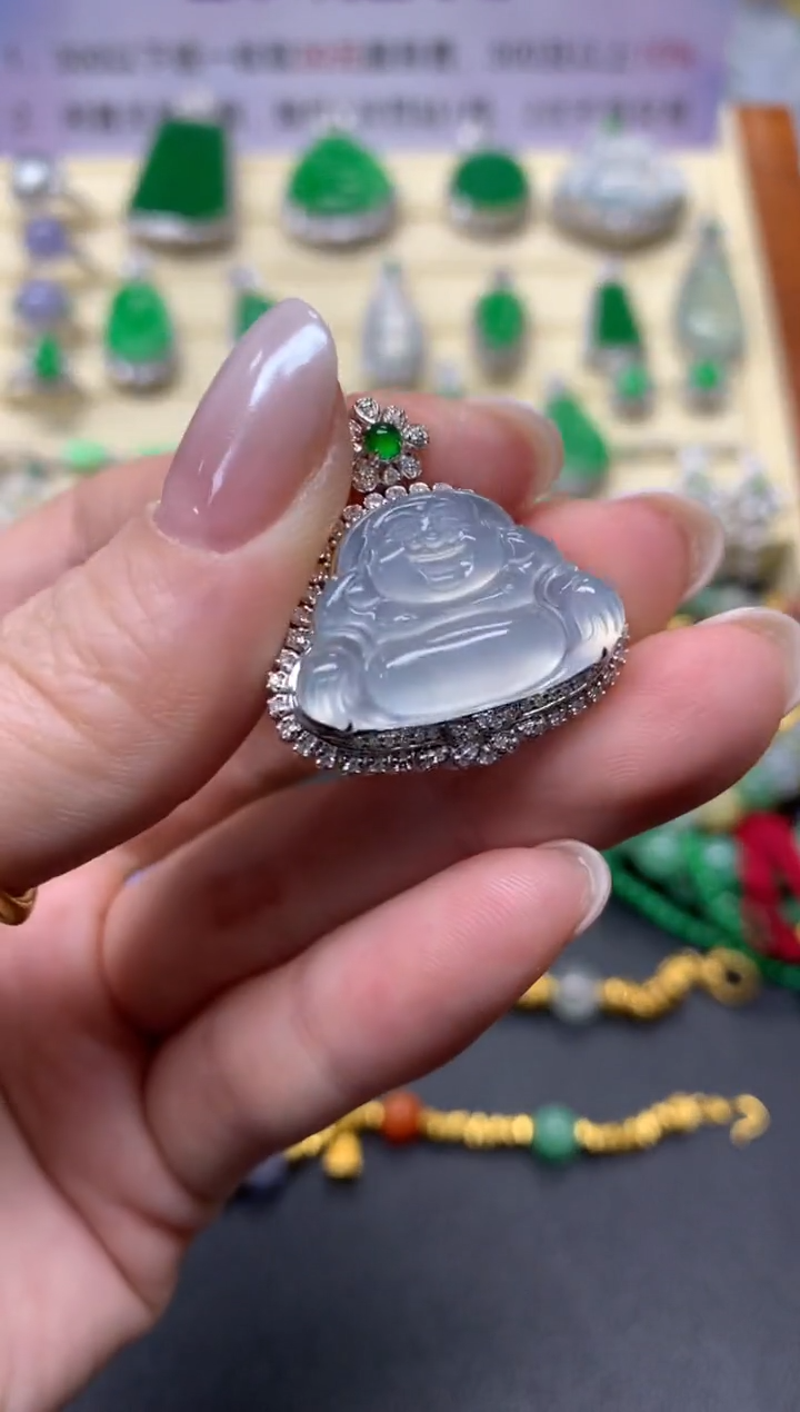 【闪购商品】翡翠吊坠(不含链)18K金镶嵌吊坠|7100+710