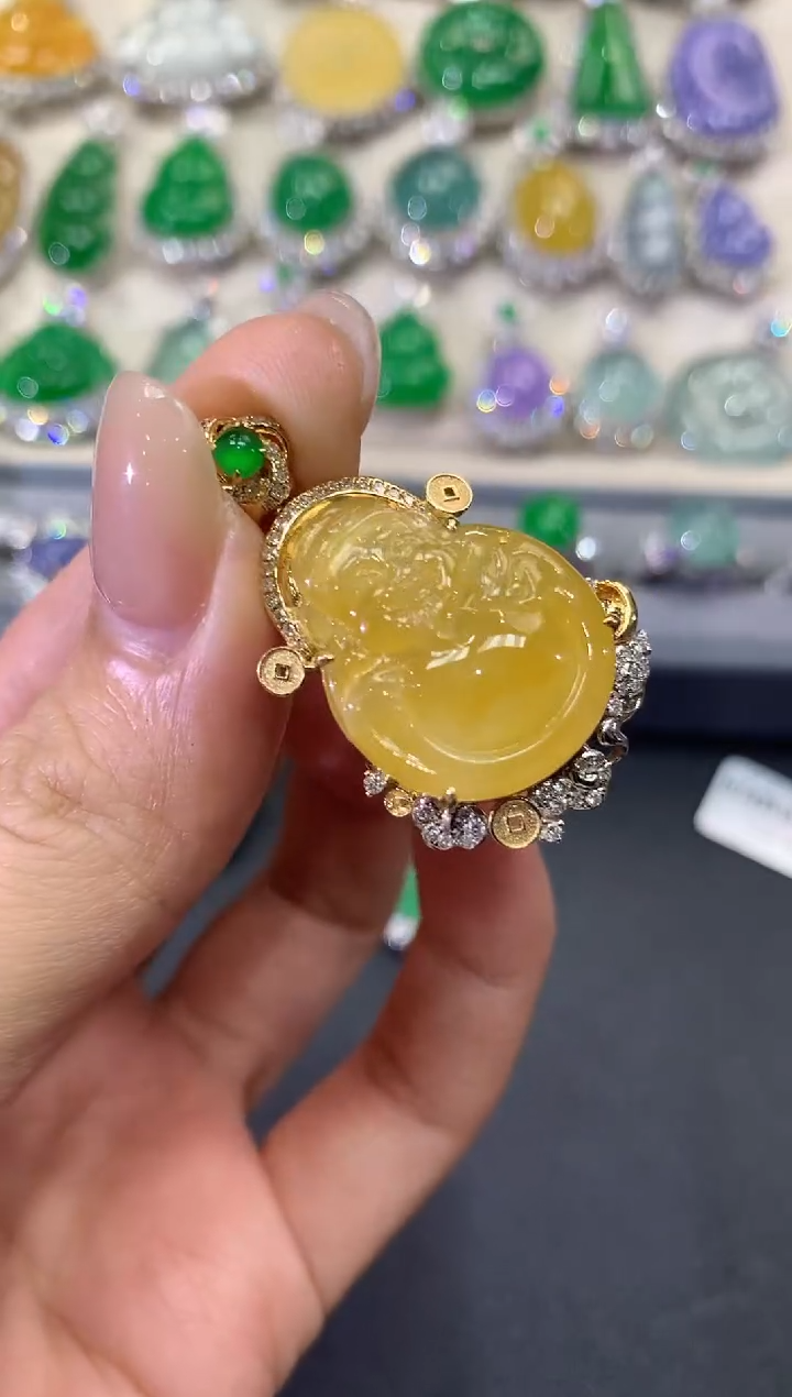 【闪购商品】翡翠吊坠(不含链)18K金镶嵌w43           