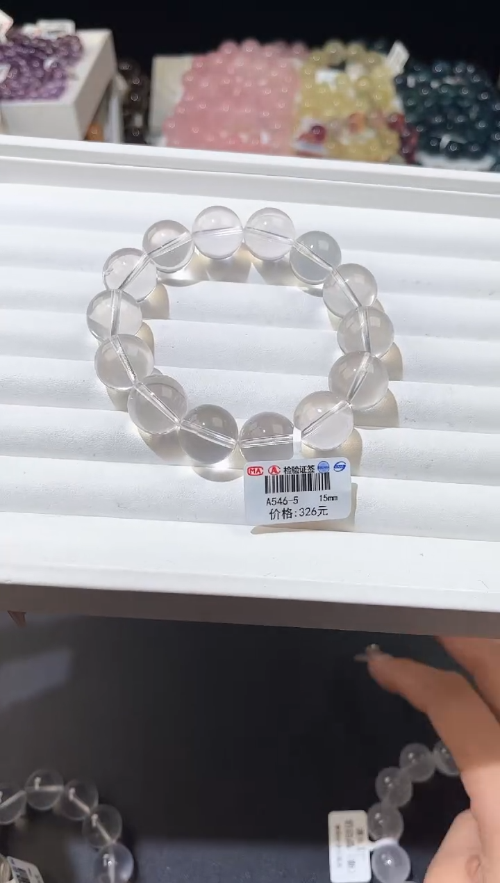【闪购商品】水晶手链未镶嵌多样性发一白水晶15mm