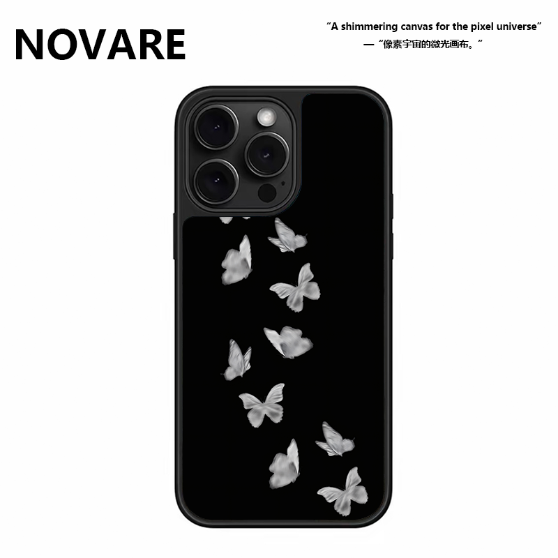 暗夜蝶舞磨砂磁吸电镀壳全包适用于苹果17promax小众防摔16手机壳