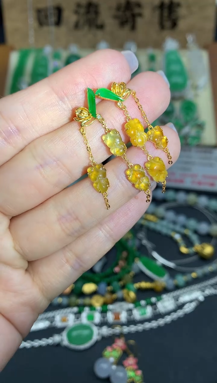 【闪购商品】翡翠耳饰18K金镶嵌186-中国好珍宝