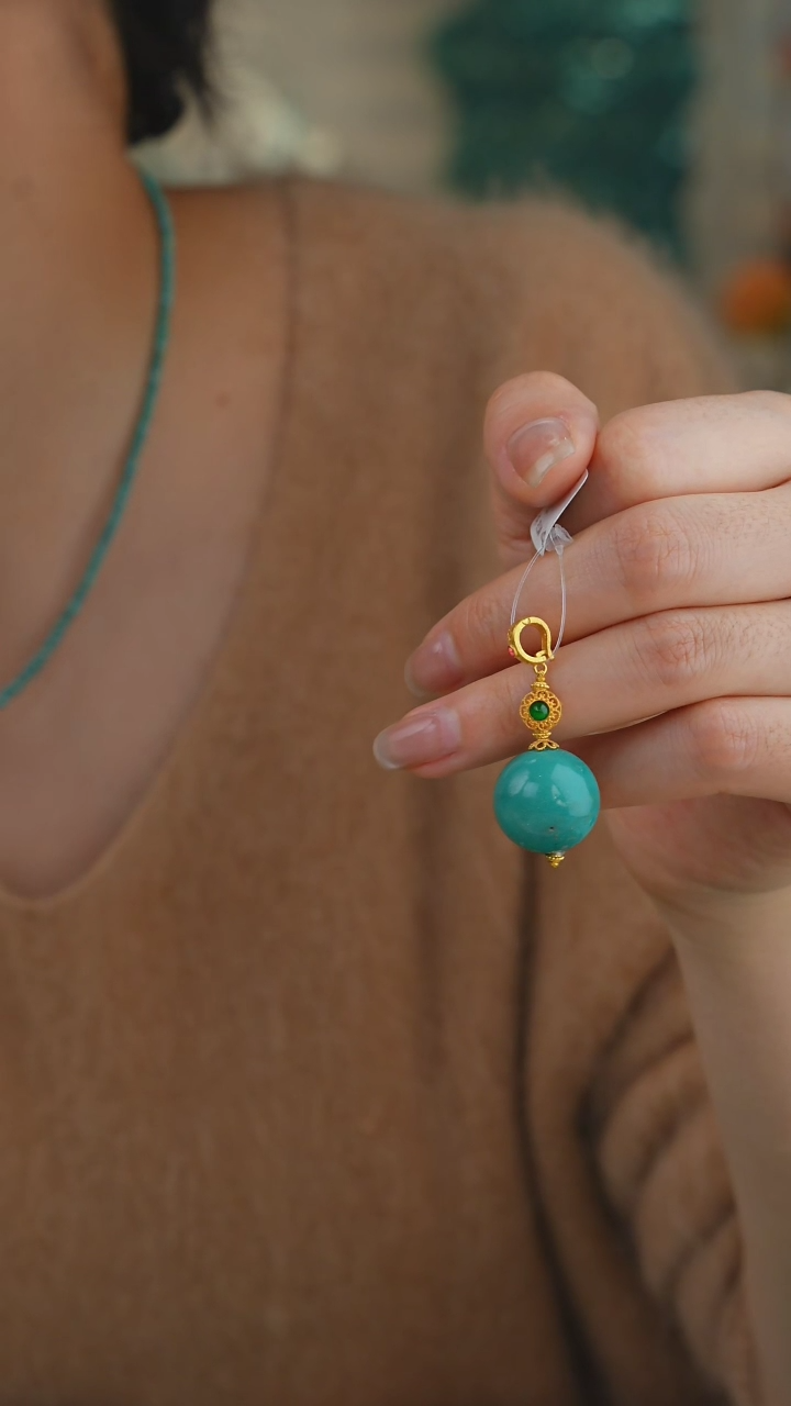 【闪购商品】绿松石吊坠(不含链)18K金镶嵌1