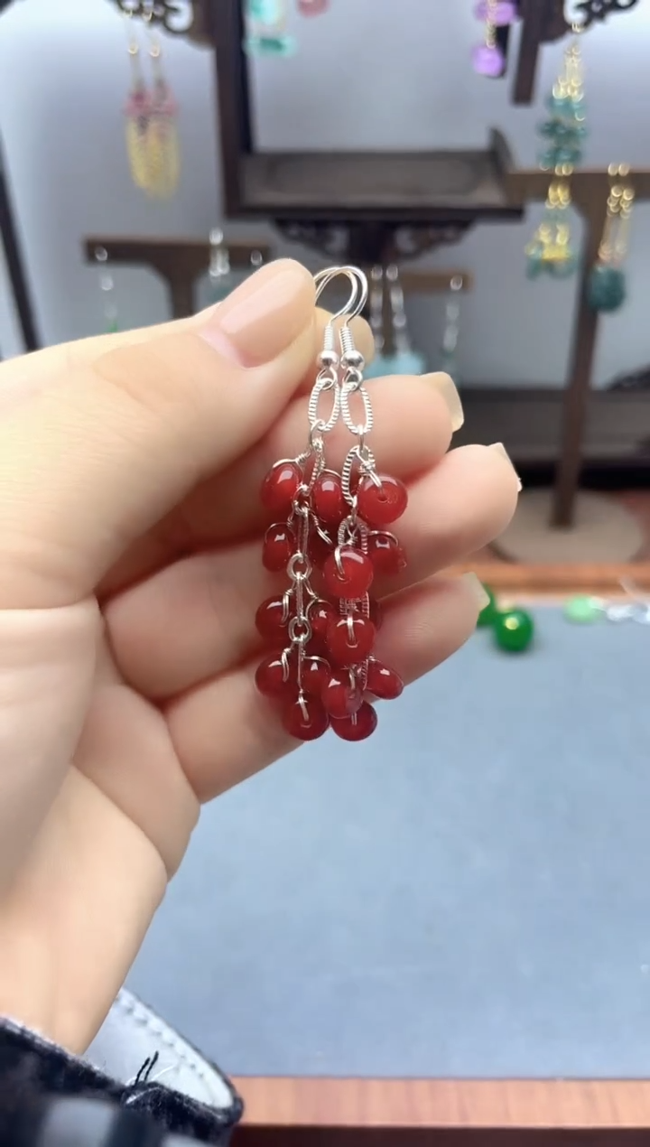 银S925镶嵌耳饰玛瑙/玉髓813000