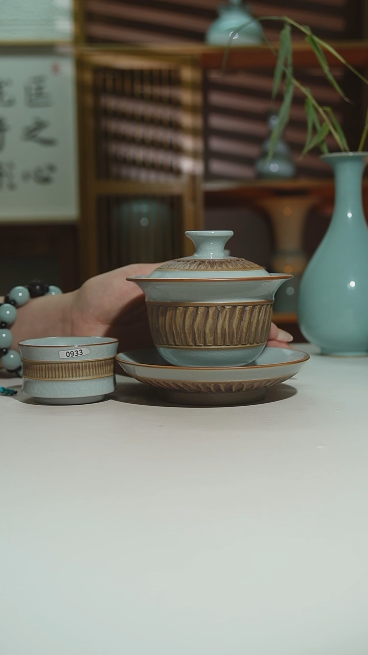 杯运圈重工月白元宝盖碗二级