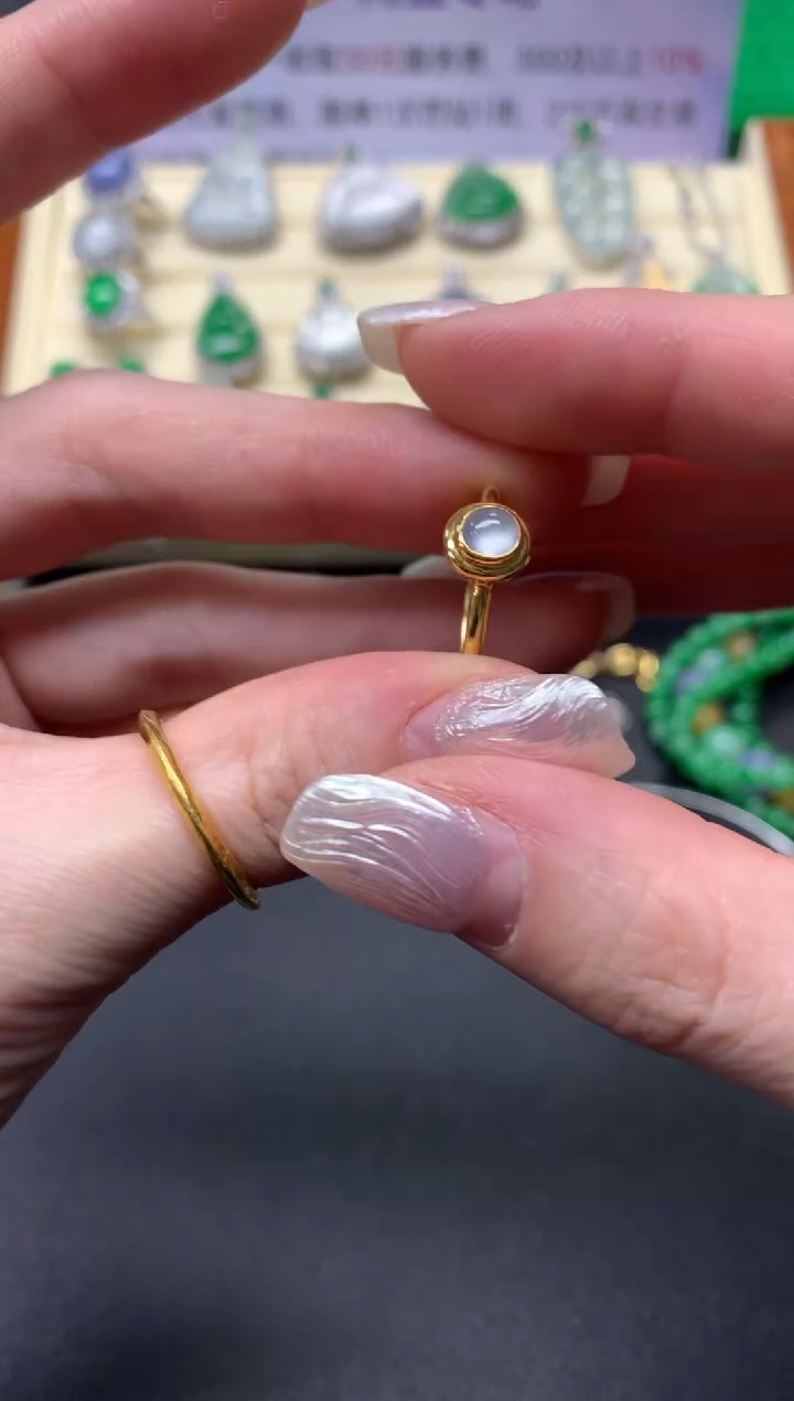【闪购商品】翡翠戒指18K金镶嵌戒指|1500+150