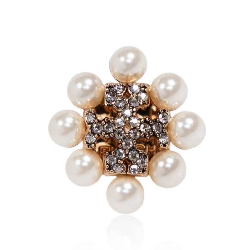 TORY BURCH/汤丽柏琦白色珍珠耳钉   161056米白色-D