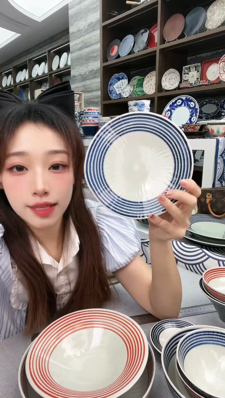 瓷和山窑蓝驹盘16.2cm aikoma-002