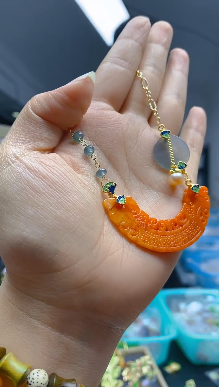 【闪购商品】翡翠耳饰合金0396翡翠锁骨链