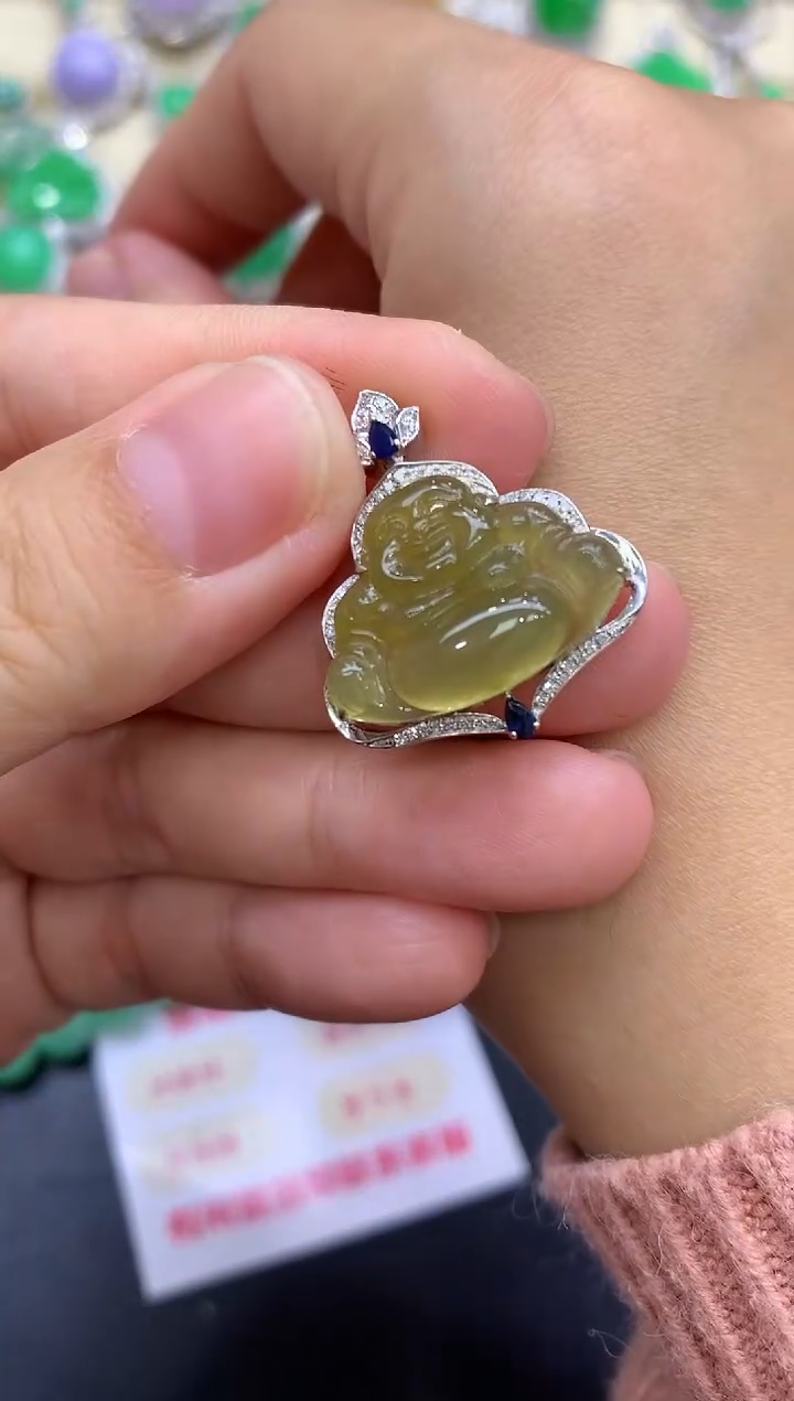 颈饰18K金镶嵌翡翠208-中国好珍宝