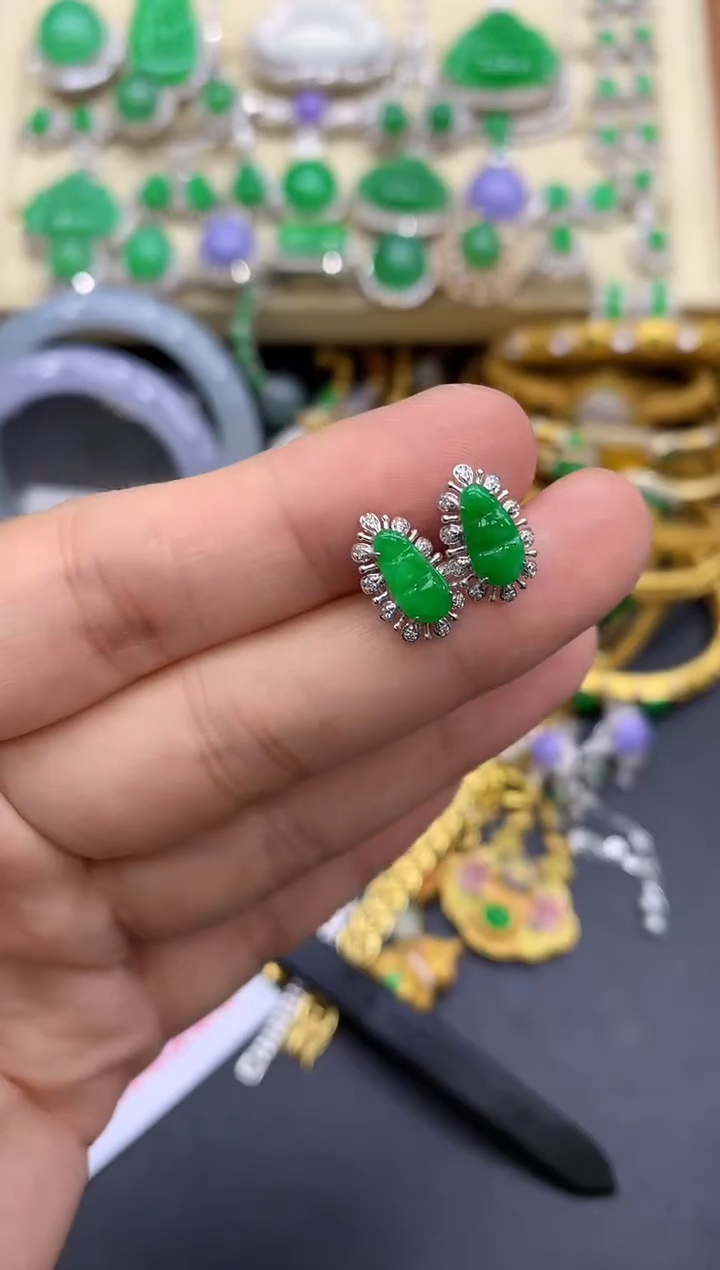 18K金镶嵌翡翠耳饰226-中国好珍宝