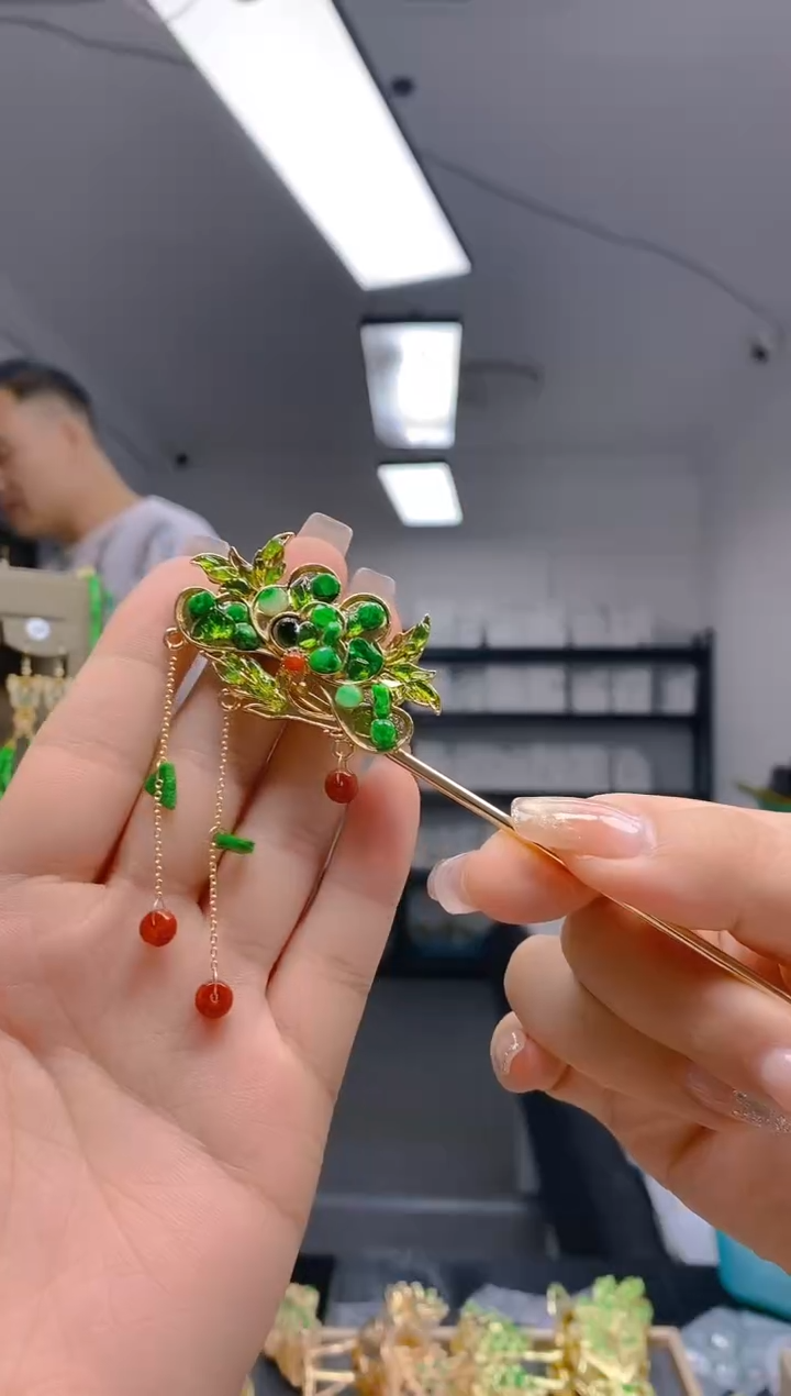 【闪购商品】翡翠耳饰合金289翡翠发簪