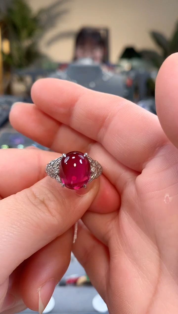 【闪购商品】碧玺戒指铂Pt850镶嵌卢比莱 