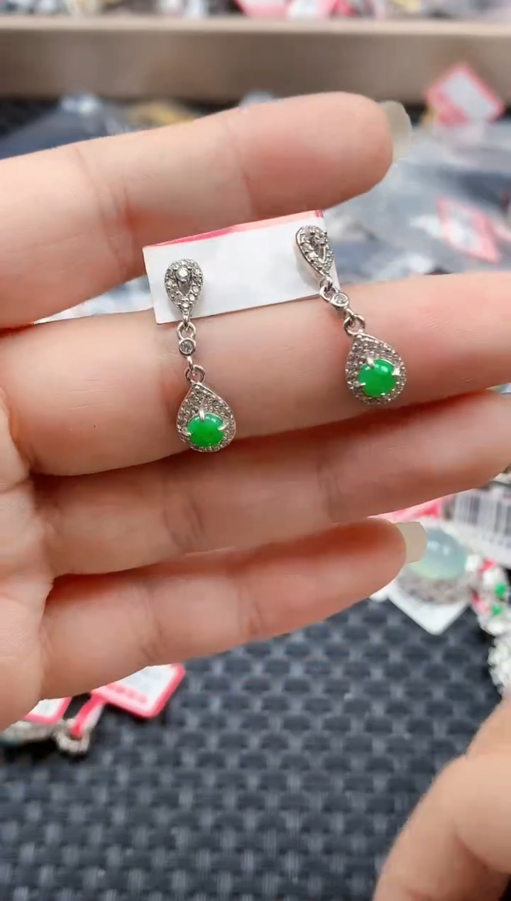 银S925镶嵌戒指翡翠天然A货缅甸翡翠