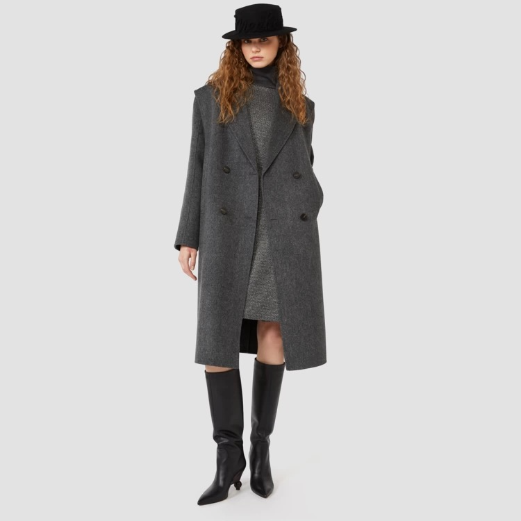 99新 MaxMara 【小圈专属】高级感两件套式长款大衣 灰色