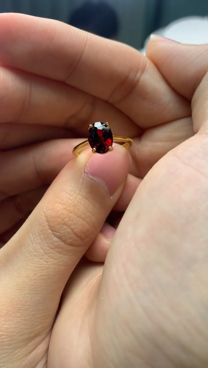 银S925镶嵌戒指石榴石J