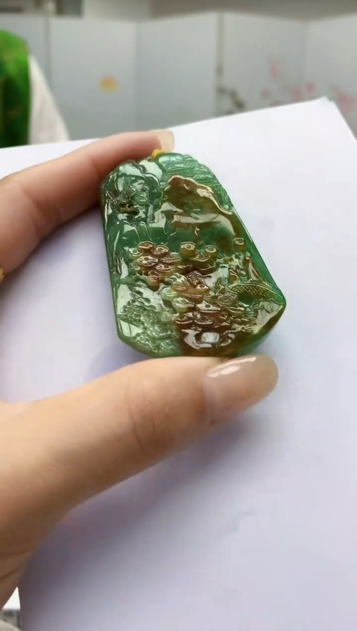 【闪购商品】定制翡翠未镶嵌4852lr-毛货挂件送珠链183