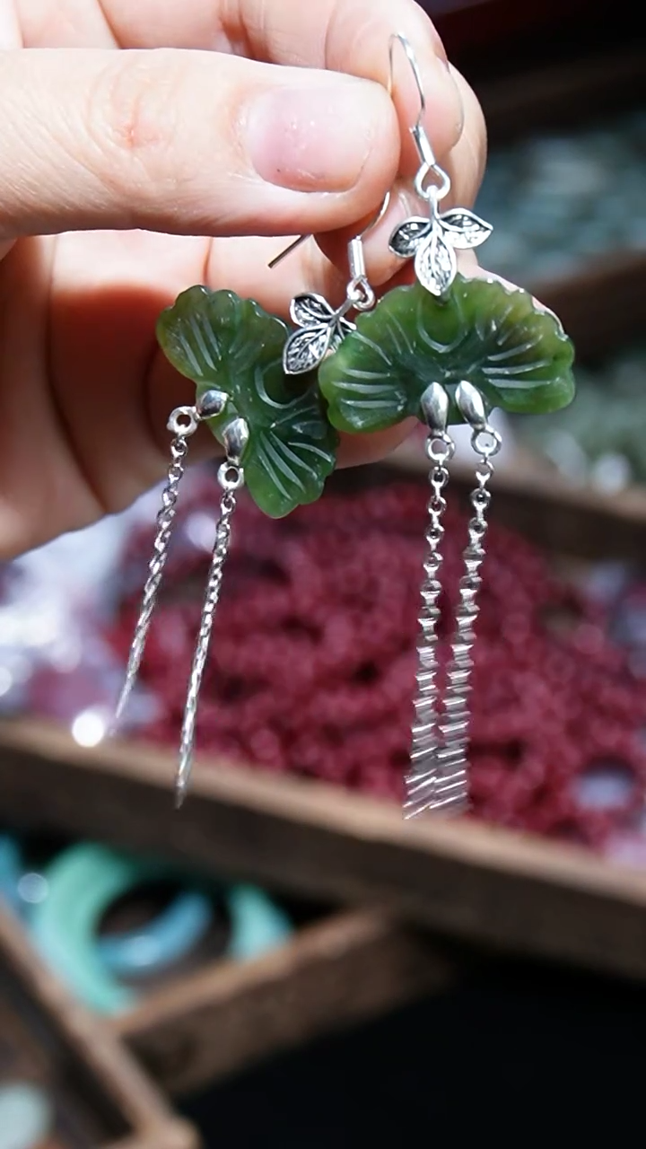 【闪购商品】和田玉（碧玉）耳坠未镶嵌0001