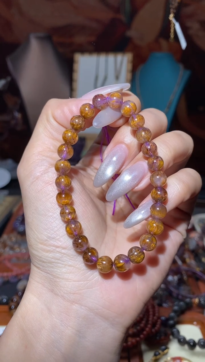 【闪购商品】水晶手串未镶嵌极光紫钛7+mm