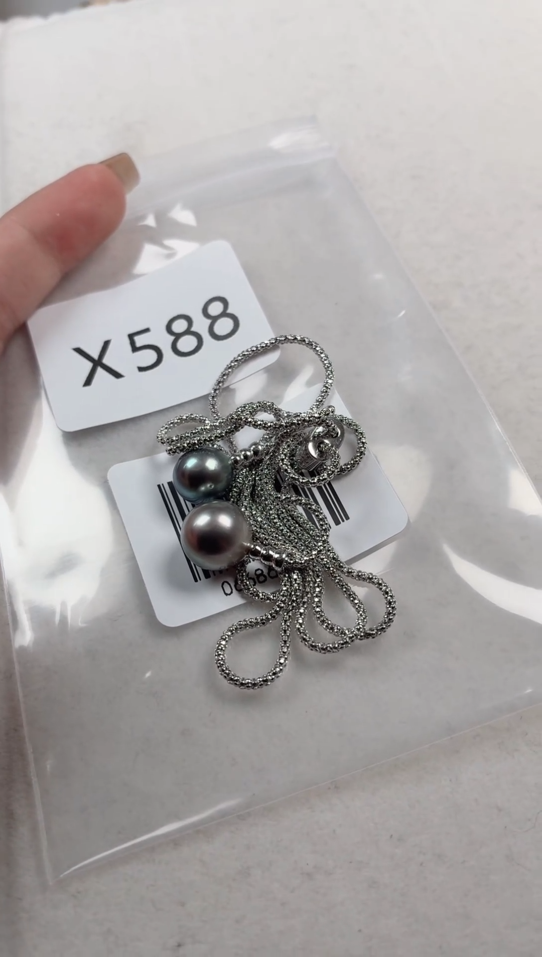 银S925镶嵌套链海水珍珠呼*哦X588