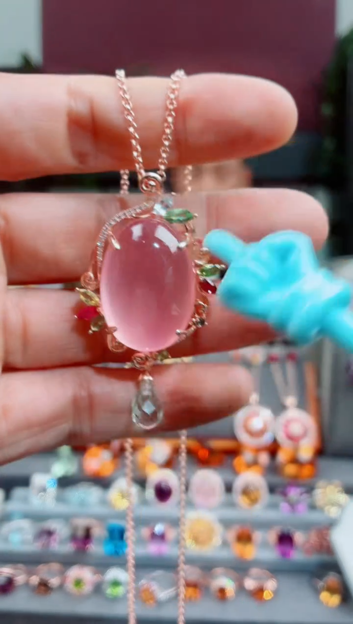 吊坠(赠链)银S925镶嵌芙蓉石芙蓉石吊坠