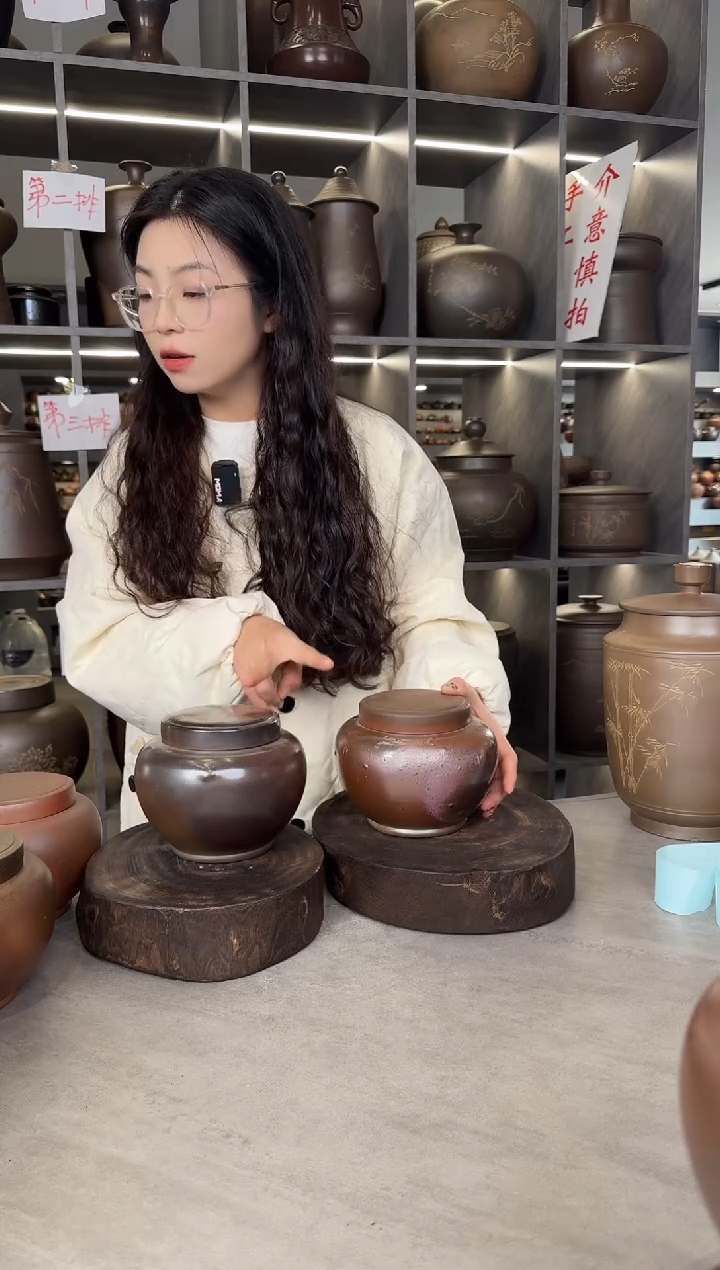 【闪购商品】罐本陶手作泥兴陶手工柴烧半斤1对（瑕疵