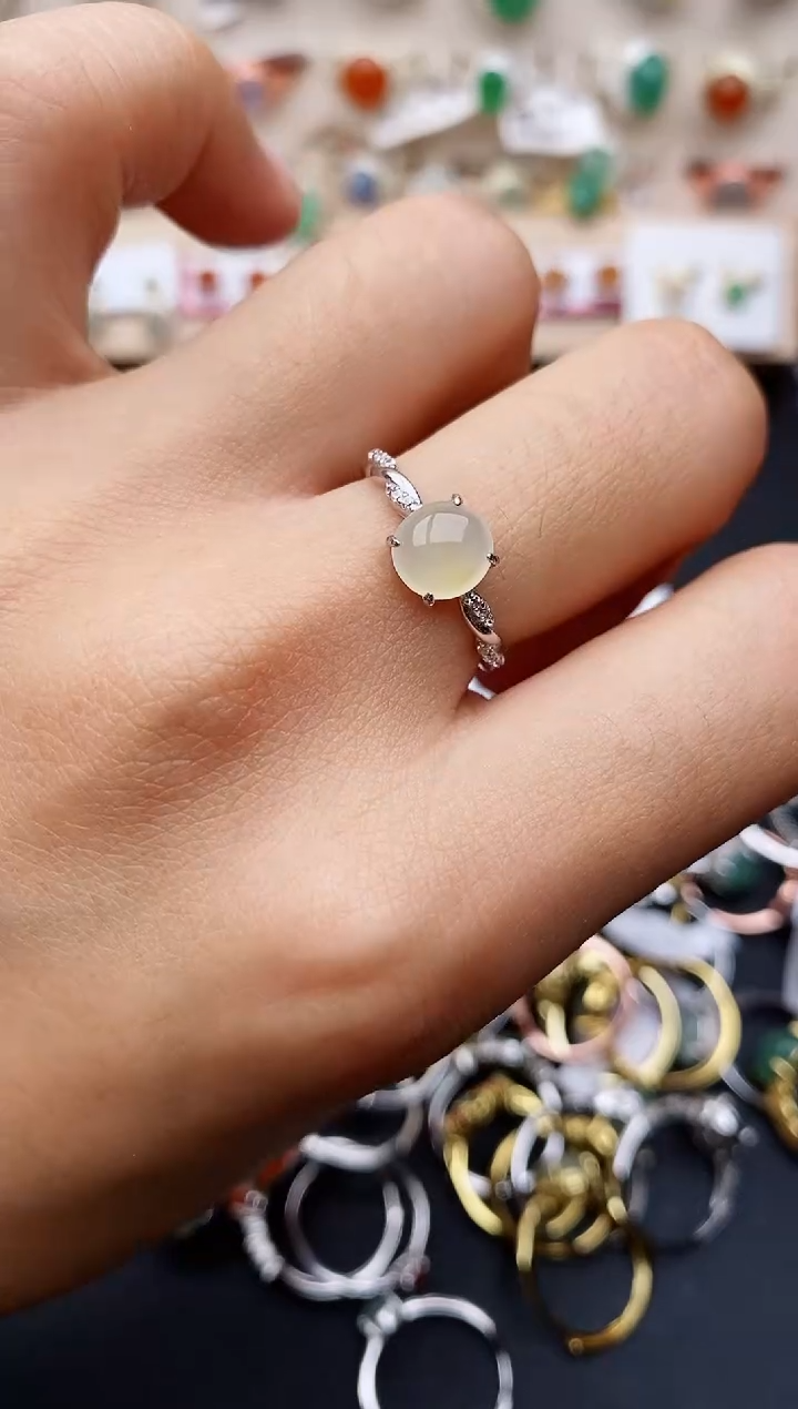 【闪购商品】翡翠戒指银S925镶嵌缅甸翡翠