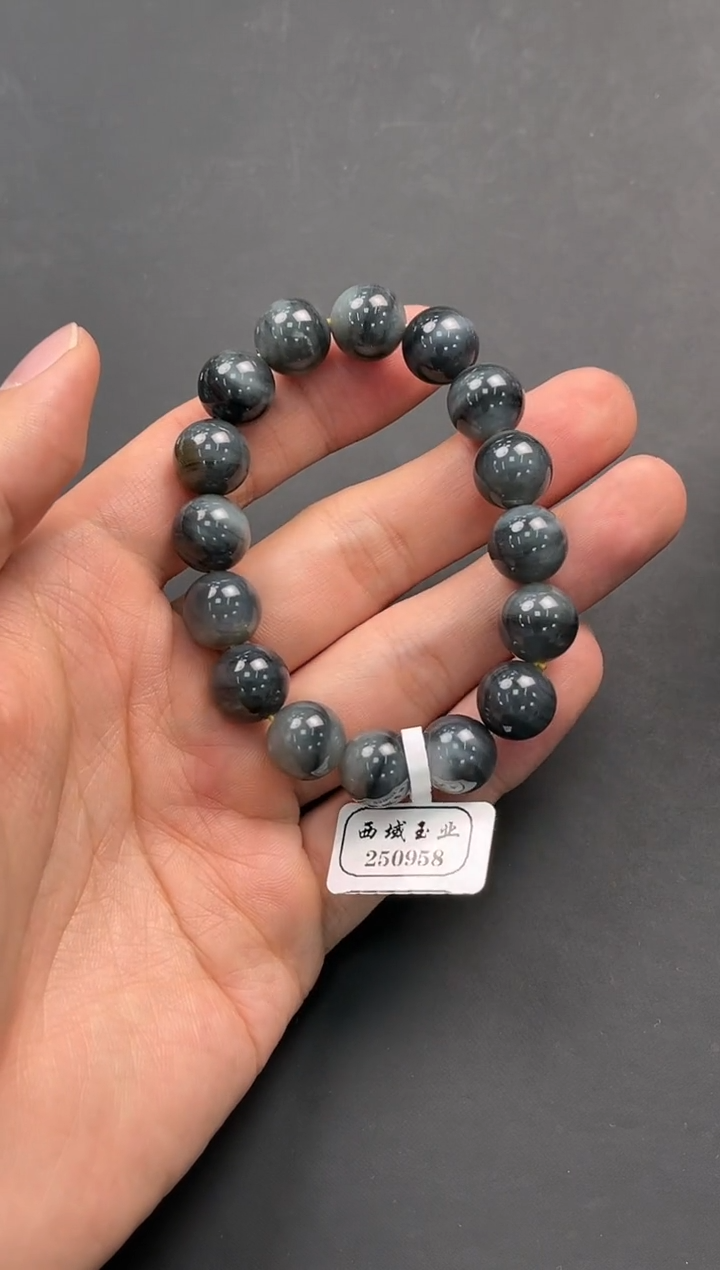 未镶嵌手串和田玉若羌李保国矿青花三色手串卡12微色差