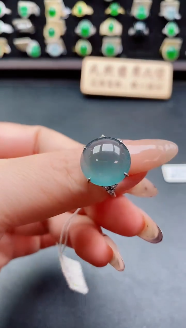 银S925镶嵌戒指翡翠1