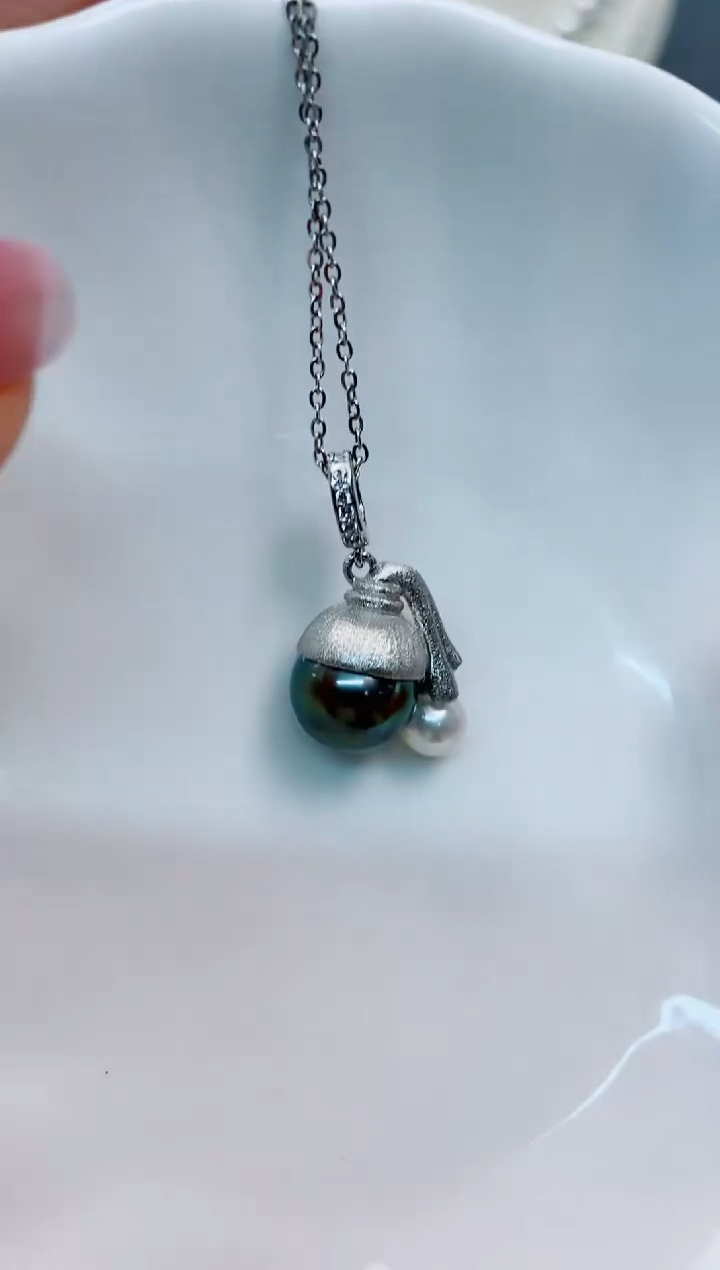 【闪购商品】海水珍珠吊坠(赠链)银S925镶嵌5-11大溪地黑珍珠吊坠