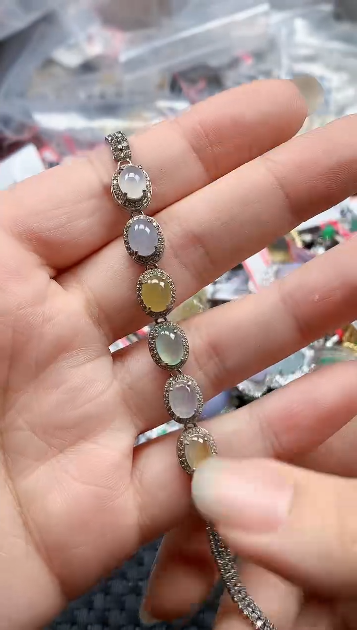 银S925镶嵌戒指翡翠天然A货缅甸翡翠