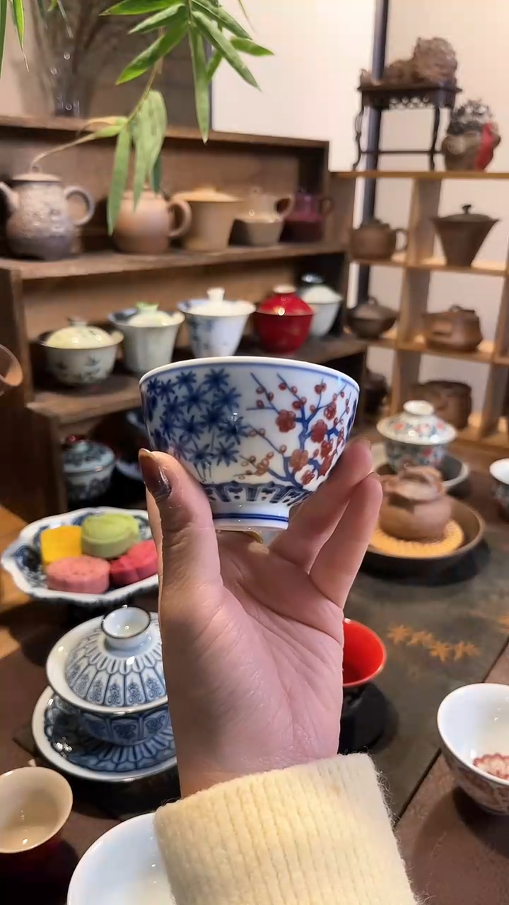 【闪购商品】其他青花岁寒三友鸡心杯