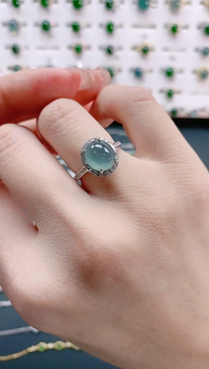 【闪购商品】翡翠戒指银S925镶嵌天然翡翠