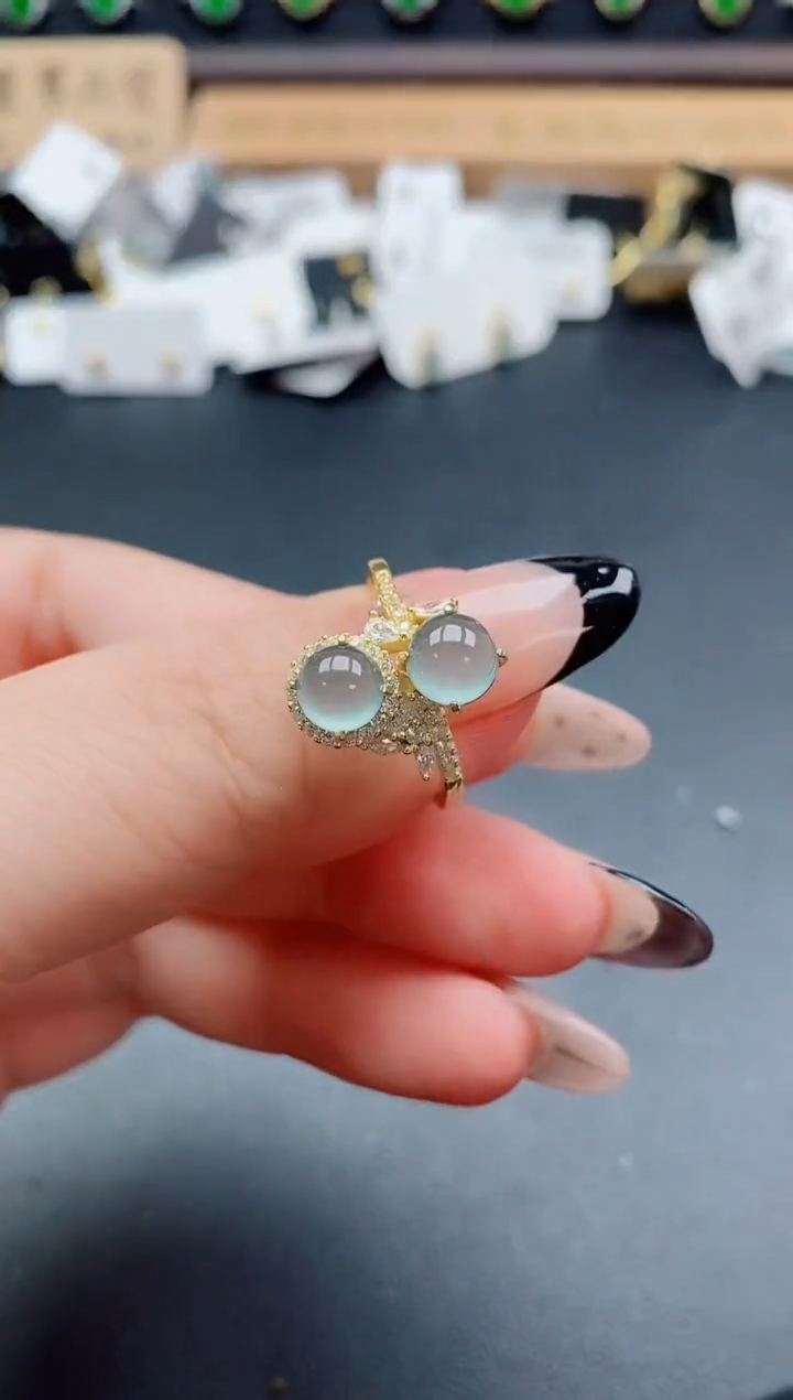银S925镶嵌戒指翡翠1