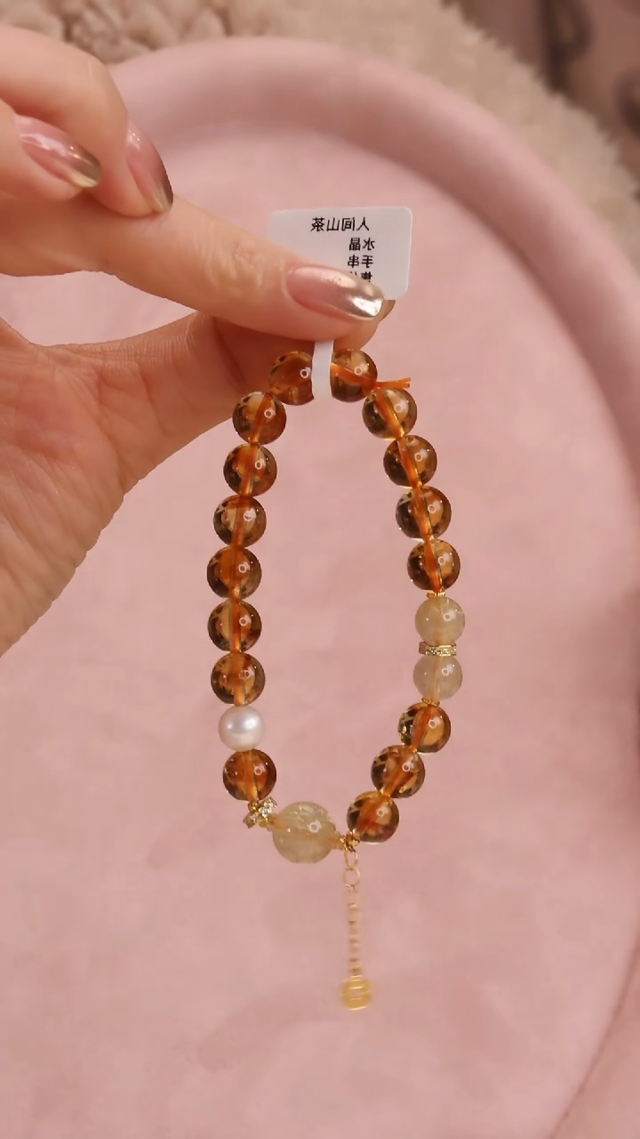 【闪购商品】水晶手链银S925镶嵌黄水晶手链多样性发其一